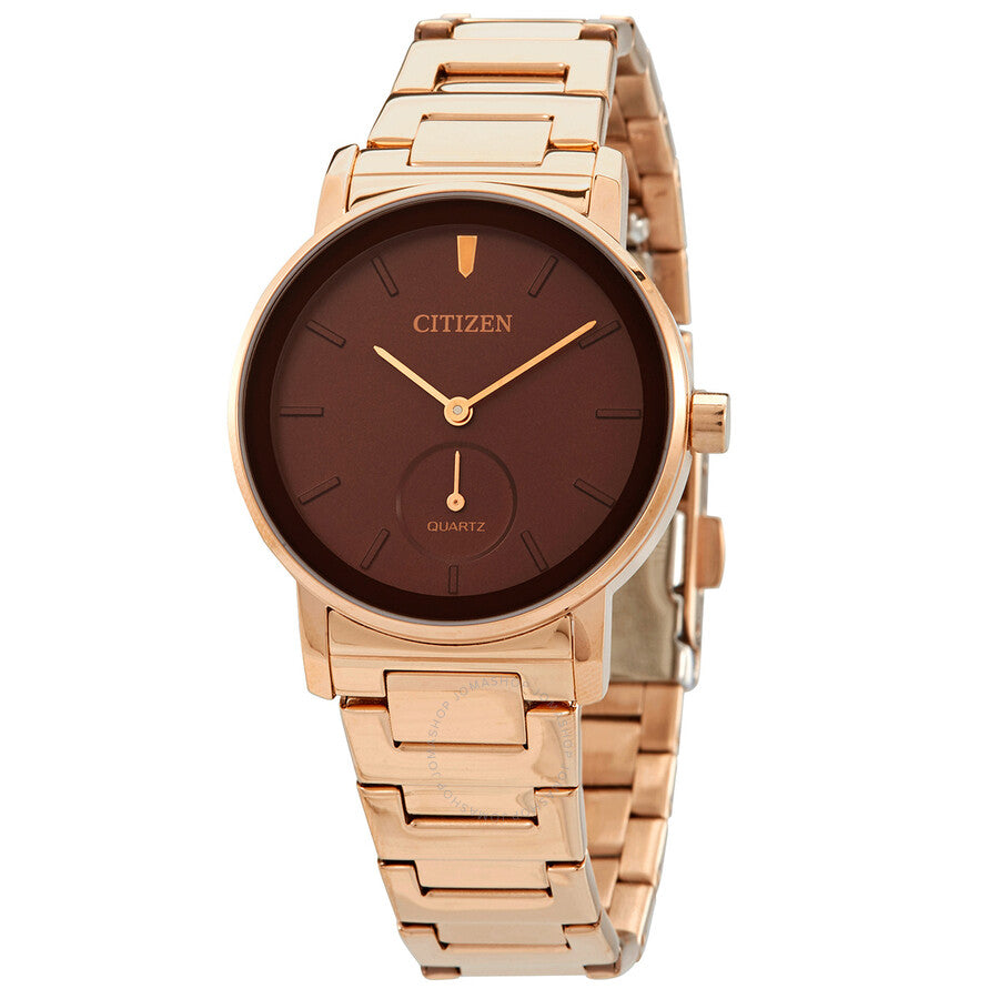 Citizen Quartz Maroon Dial Rose Gold-tone Ladies Watch EQ9063-55X - The Watches Men & Co