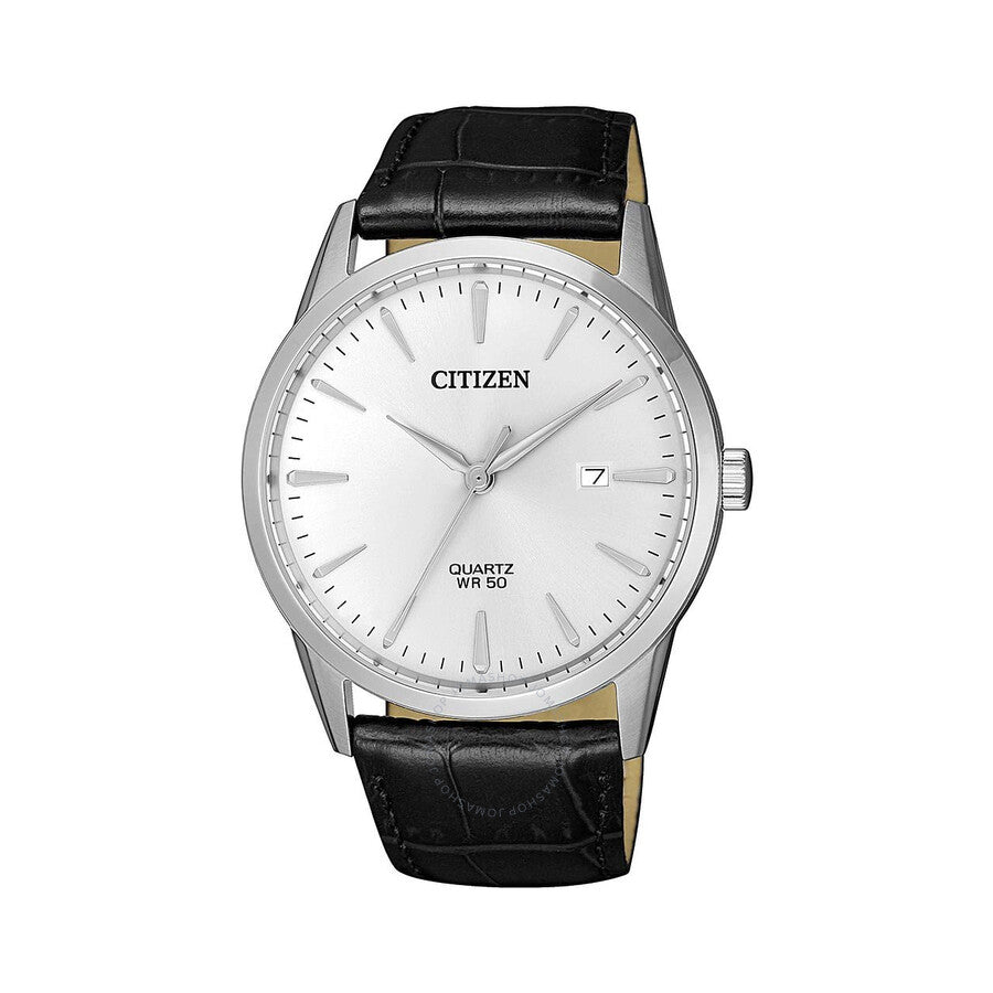 Citizen Quartz Silver Dial Black Leather Men's Watch BI5000-10A - The Watches Men & Co