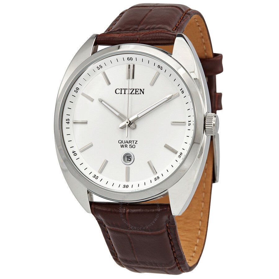 Citizen Quartz White Dial Brown Leathjer Men's Watch BI5090-09A - The Watches Men & Co