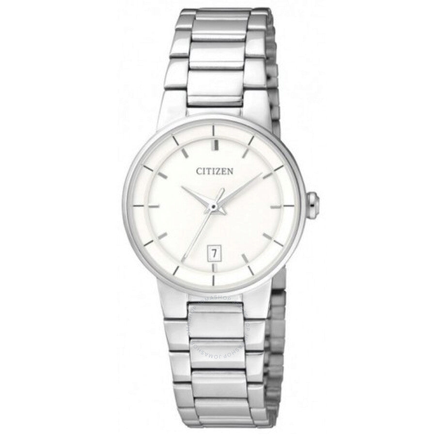 Citizen Quartz White Dial Stainless Steel Ladies Watch EU6010-53A - The Watches Men & Co