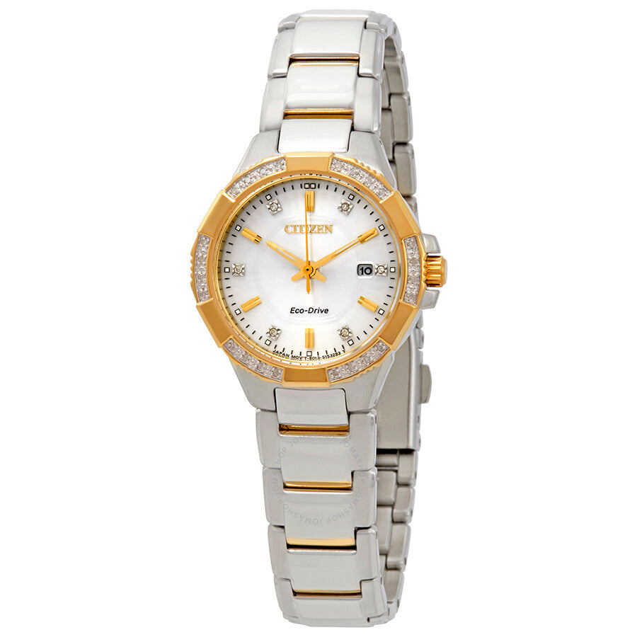 Reloj para mujer Citizen Riva con esfera plateada y diamantes EW2464-55A