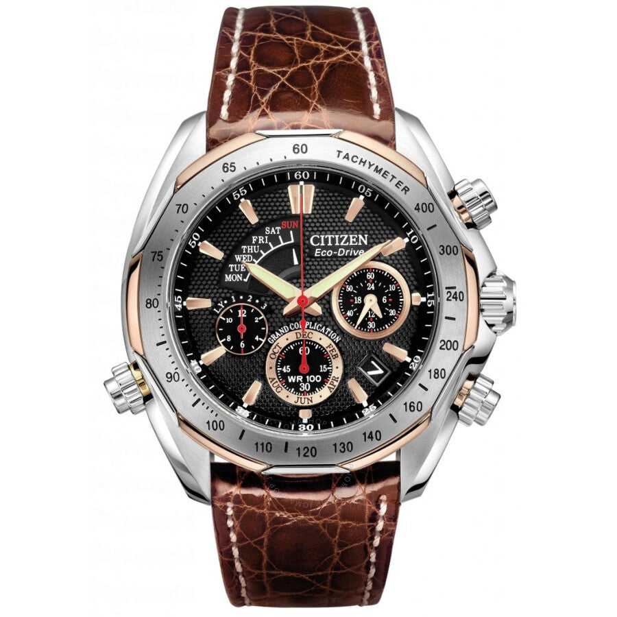 Citizen Signature Eco-Drive Chronograph Perpetual Calendar Black Dial Men's Watch BZ0006-02E - The Watches Men & Co