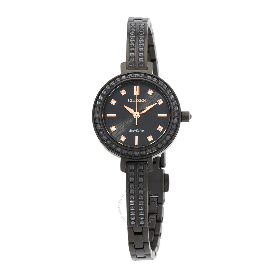 Citizen Silhouette Crystal Black Dial Ladies Watch EM0865-58E - The Watches Men & Co