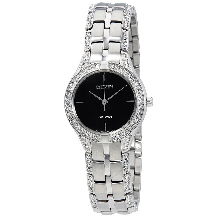 Citizen Silhouette Crystal Black Dial Ladies Watch FE2060-53E