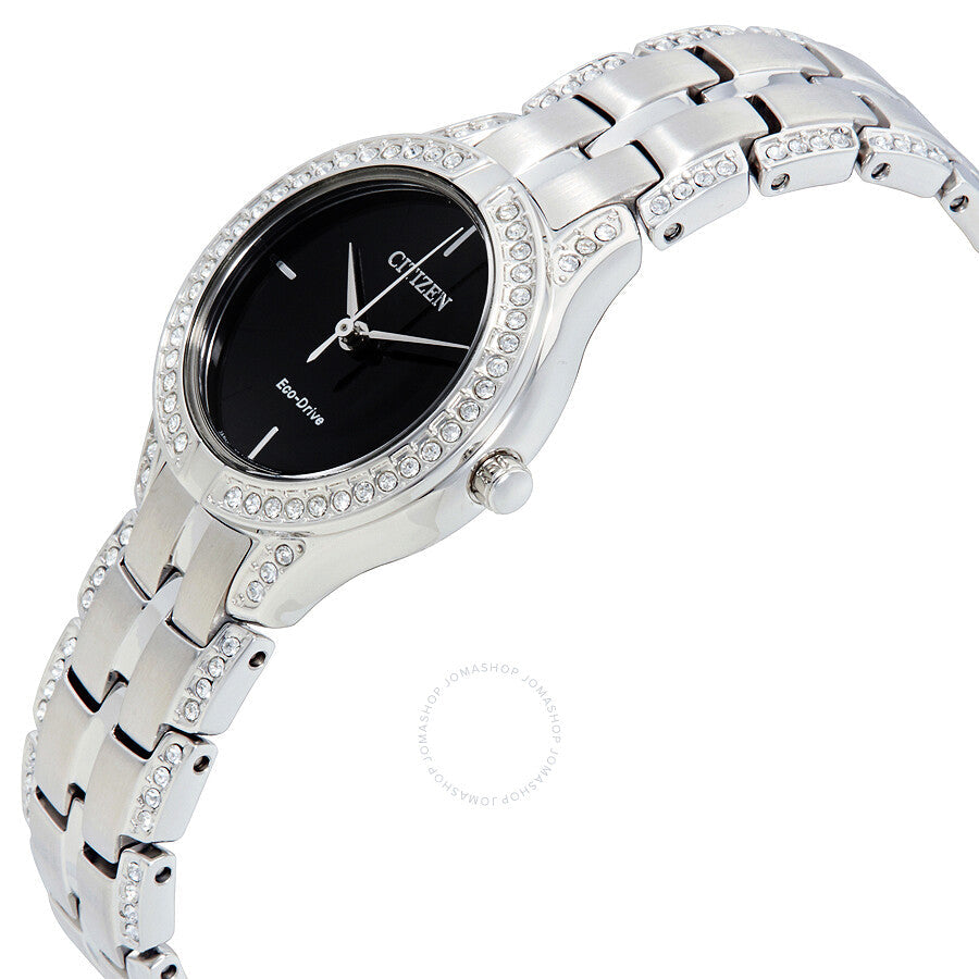 Citizen Silhouette Crystal Black Dial Ladies Watch FE2060-53E