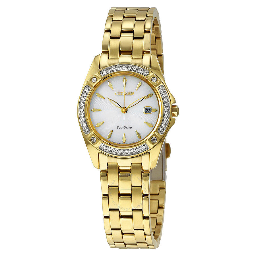 Citizen Silhouette Crystal Champagne Dial Lades Watch EW2352-59P - The Watches Men & Co