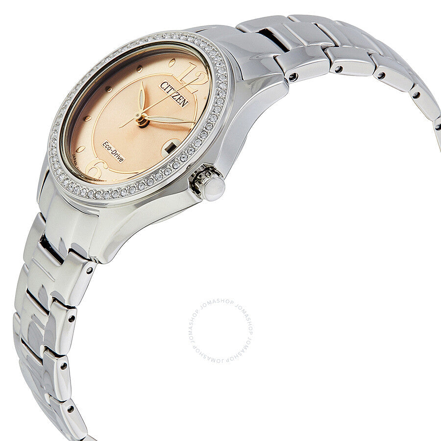 Reloj Citizen Silhouette Crystal Eco-Drive con esfera rosa y diamantes para mujer FE1140-86X