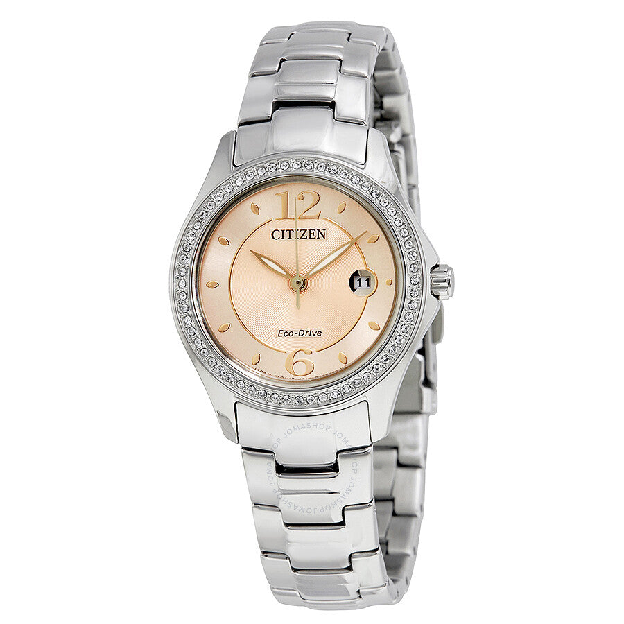 Reloj Citizen Silhouette Crystal Eco-Drive con esfera rosa y diamantes para mujer FE1140-86X