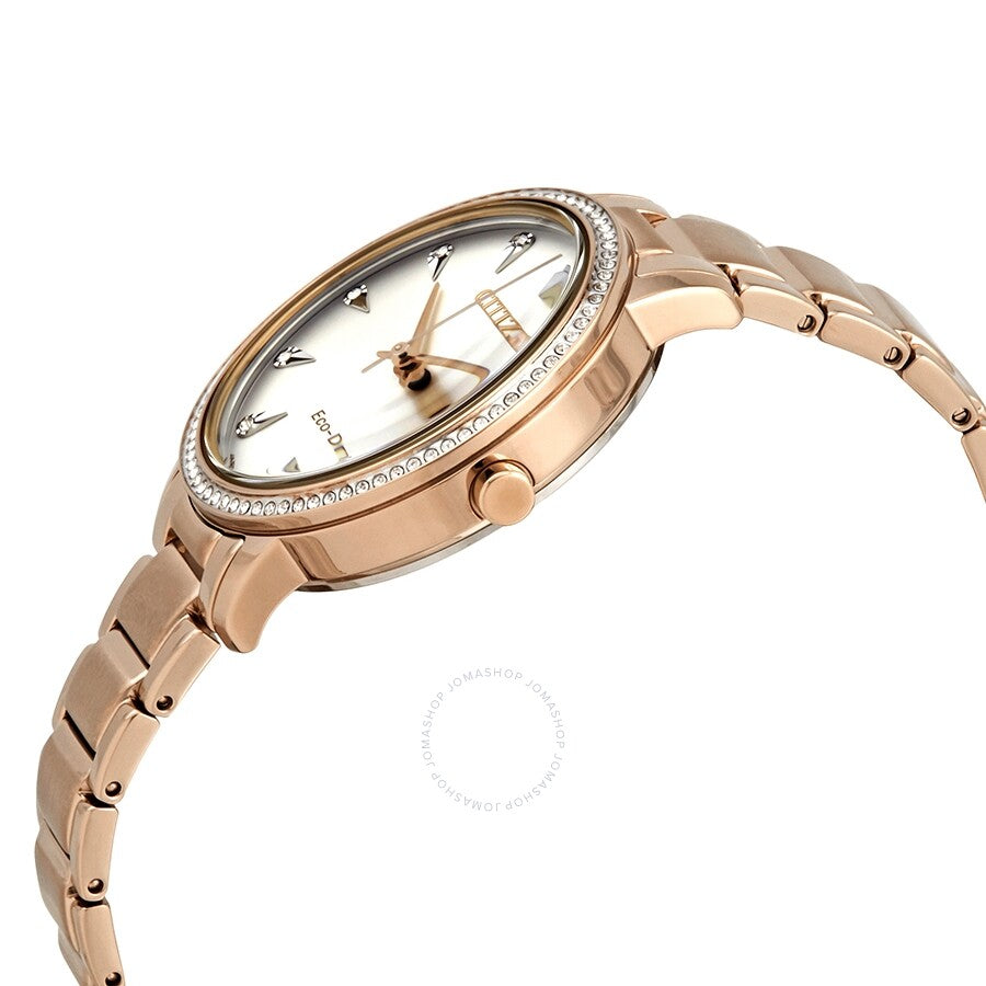 Reloj para mujer con esfera plateada y cristal Citizen Silhouette FE7043-55A