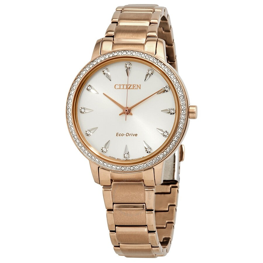 Reloj para mujer con esfera plateada y cristal Citizen Silhouette FE7043-55A