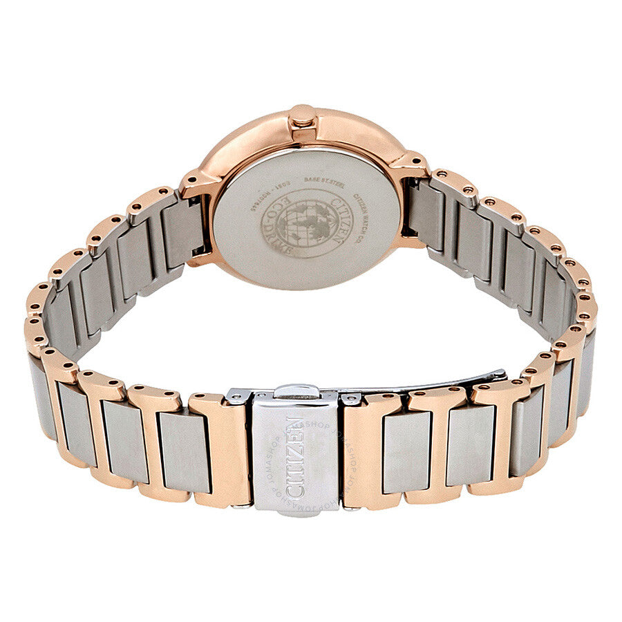 Citizen Silhouette Crystal White Mother of Pearl Dial Ladies Reloj de dos tonos EM0483-89D