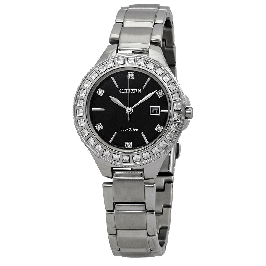 Citizen Silhouette Eco-Drive Black Crystal Dial Ladies Watch FE1190-53E