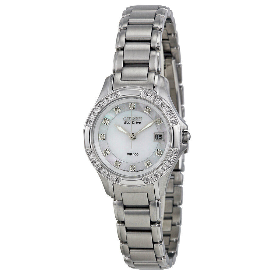 Citizen Silhouette Eco-Drive Diamond Mother of Pearl Dial Stainless Steel Ladies Watch EW2130-51D