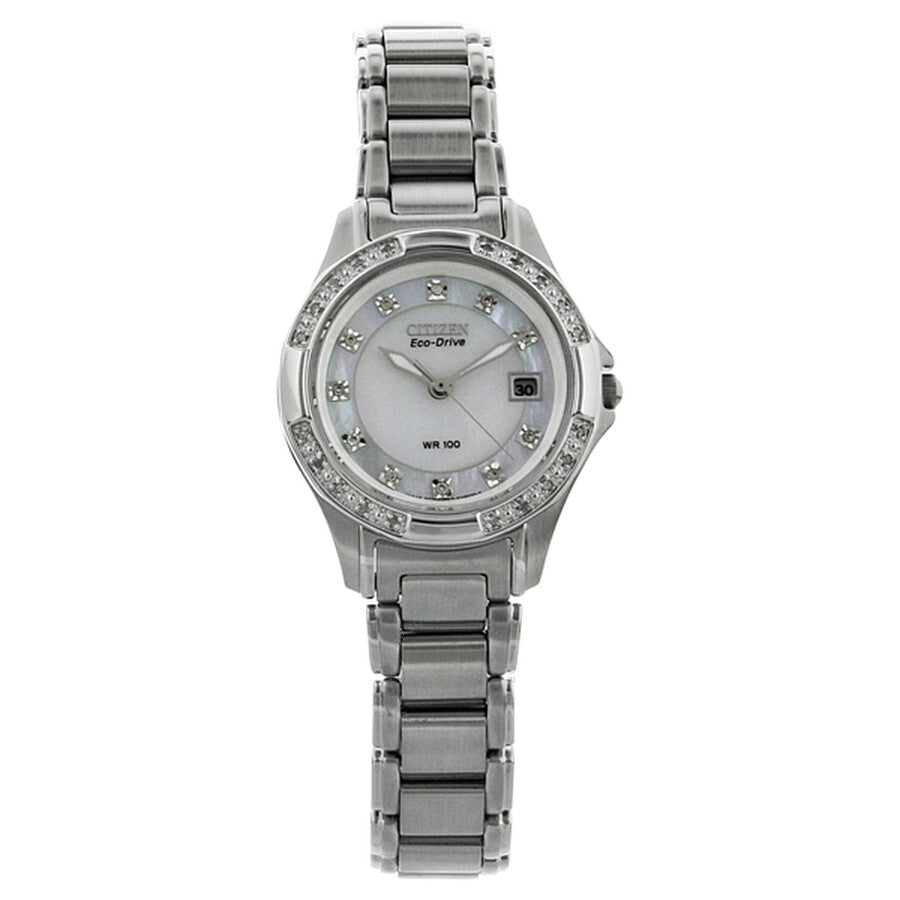 Citizen Silhouette Eco-Drive Diamond Mother of Pearl Dial Stainless Steel Ladies Watch EW2130-51D