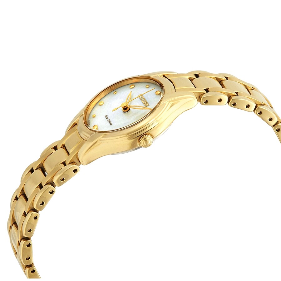 Citizen Silhouette Eco-Drive Reloj de mujer de acero inoxidable en tono dorado con nácar EM0282-56D