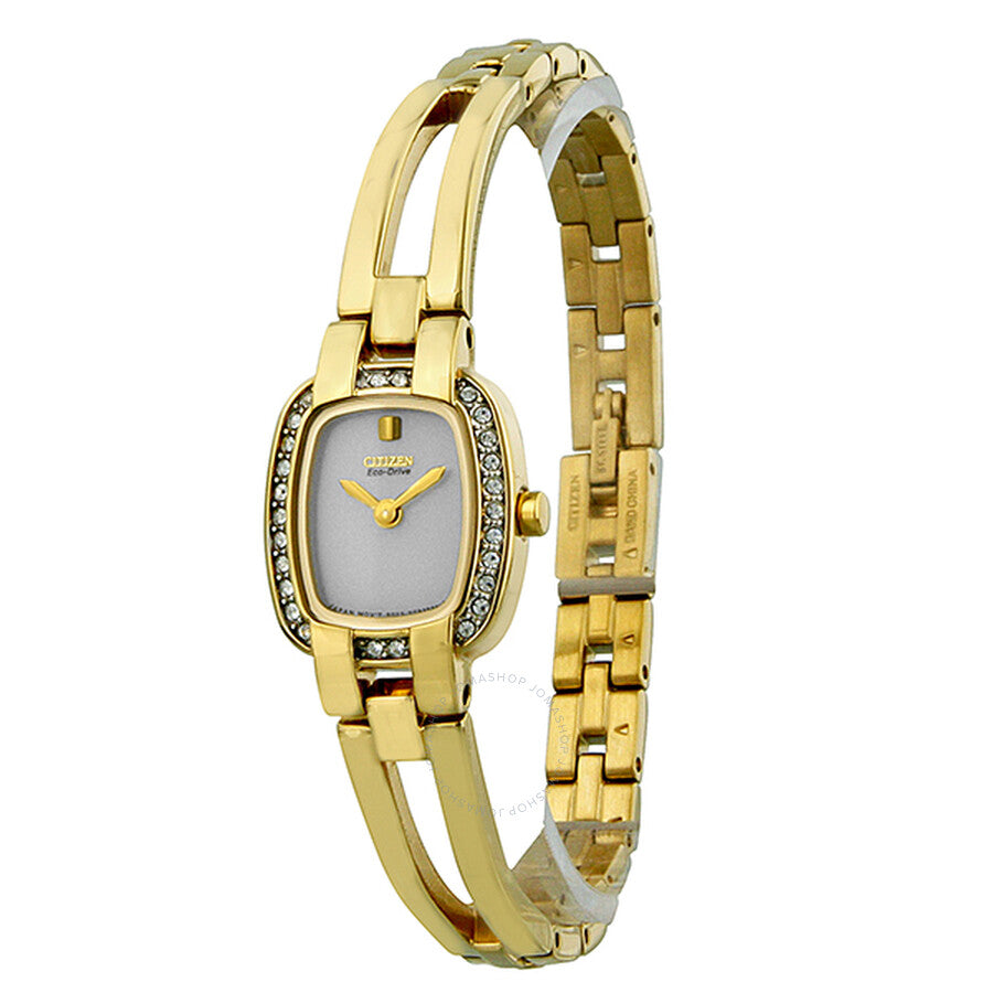 Citizen Silhouette Eco-Drive White Dial Gold-Tone Stainless Steel Ladies Watch EW9932-51A - The Watches Men & Co