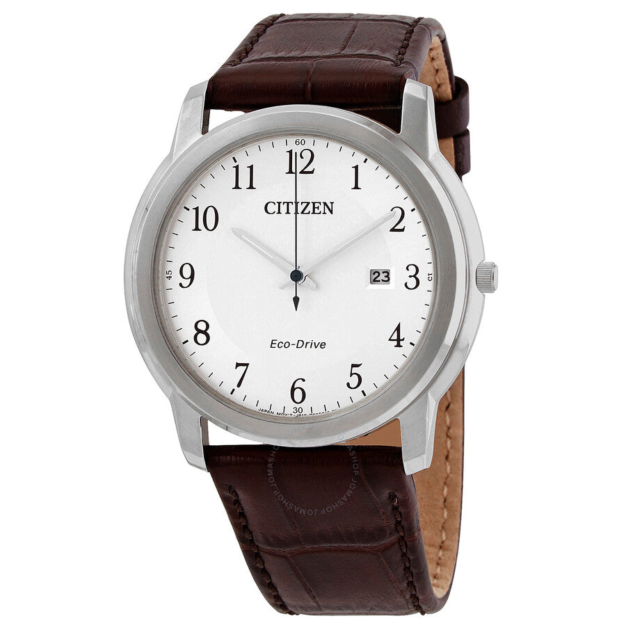 Citizen Silver Dial Brown Leather Men's Watch AW1211-12A - The Watches Men & Co
