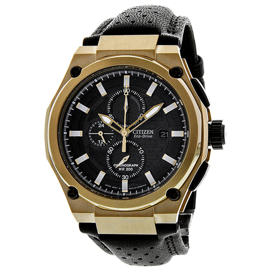 Citizen Sport Eco-Drive Chronograph Black Dial Rose Gold-Tone Men's Watch CA0313-07E - The Watches Men & Co