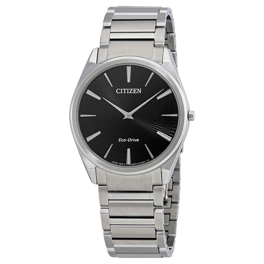 Citizen Stiletto Eco-Drive Black Dial Stainless Steel Men's Watch AR3070-55E