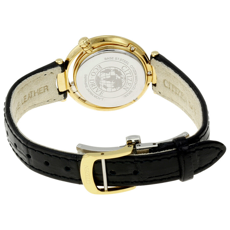 Citizen Sunrise Eco-Drive Diamante Negro Correa de cuero Reloj para mujer CZ EM0322-02Y