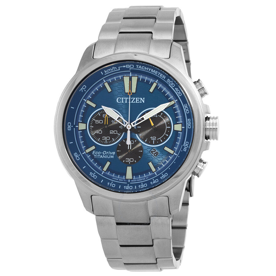 Citizen Super Titanium Chronograph Eco-Drive Blue Dial Men's Watch CA4570-88L - The Watches Men & Co