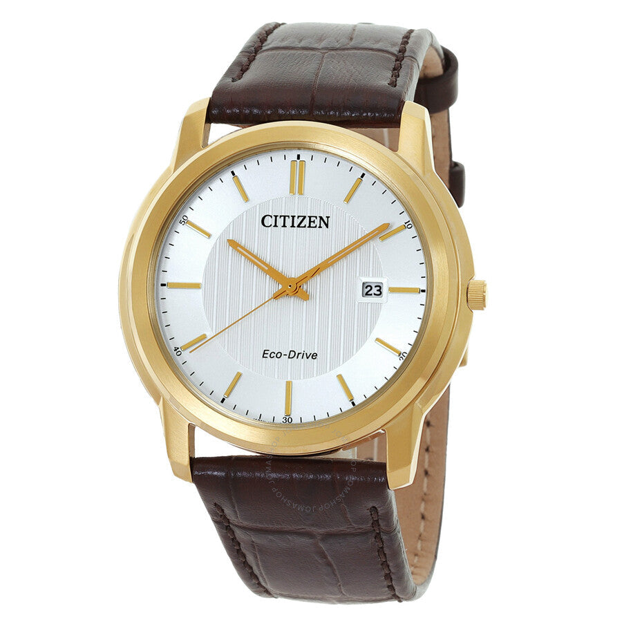 Citizen White Dial Brown Leather Men's Watch AW1212-10A - The Watches Men & Co