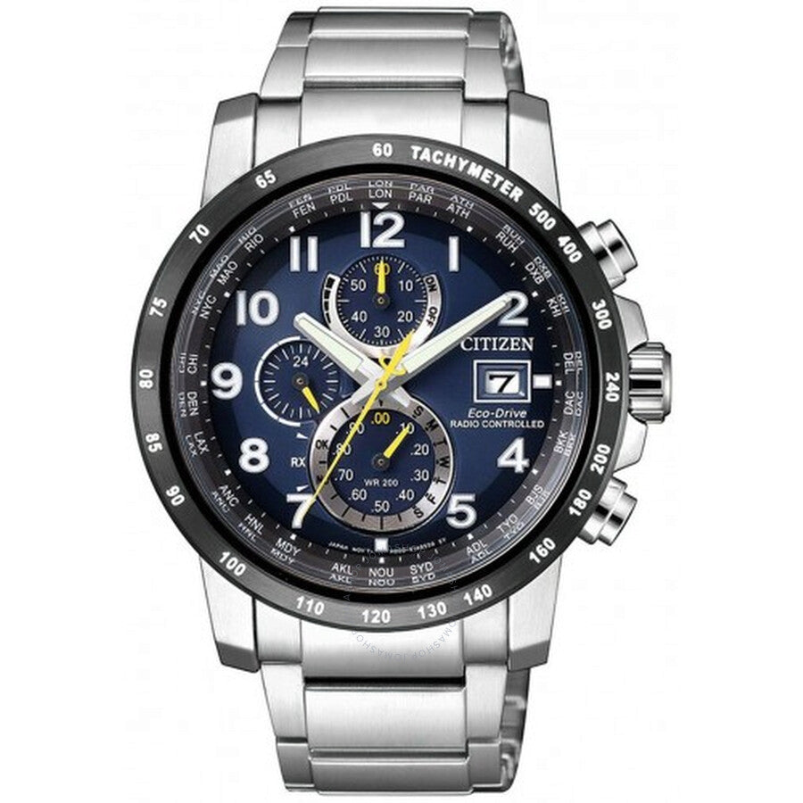 Citizen World Time Chronograph Blue Dial Men's Watch AT8124-91L - The Watches Men & Co