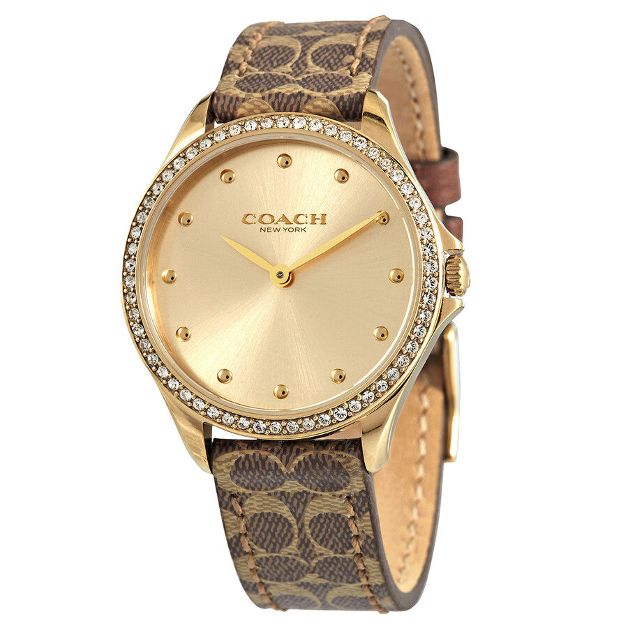 Coach Astor Quartz Crystal Gold Dial Ladies Watch 14503218 - The Watches Men & Co