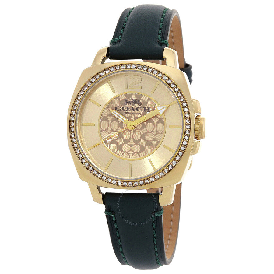 Coach Boyfriend Quartz Crystal Gold Dial Ladies Watch 14503982 - The Watches Men & Co