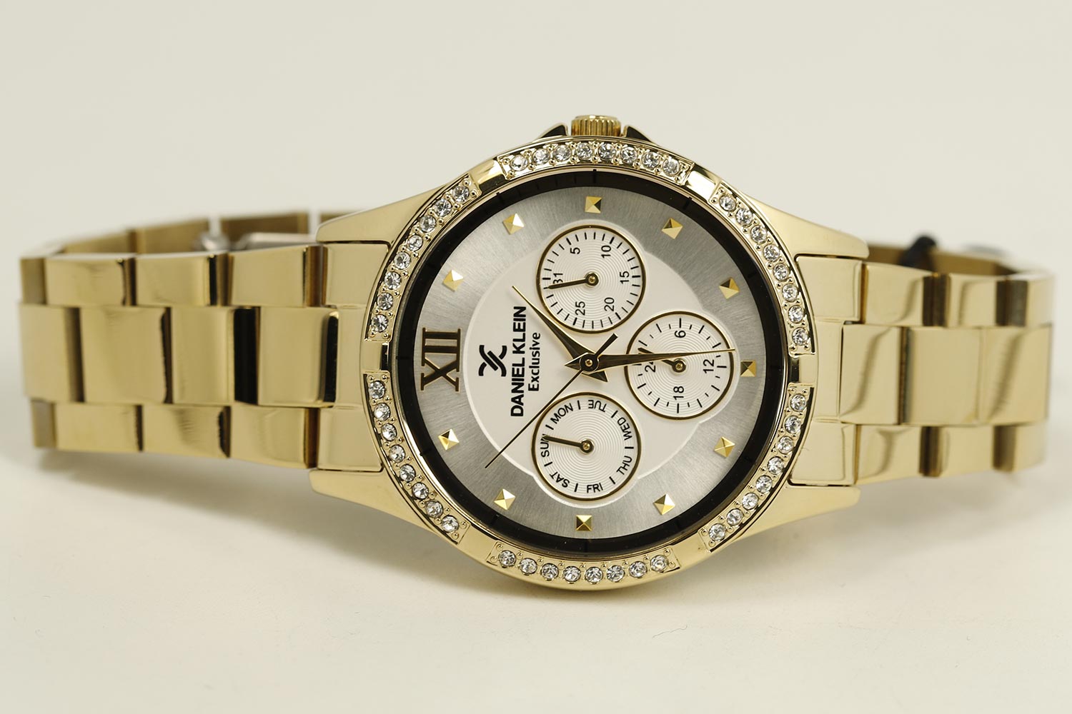 Daniel Klein Exclusive Multifunction Silver Dial Gold Watch - DK.1.12915-2