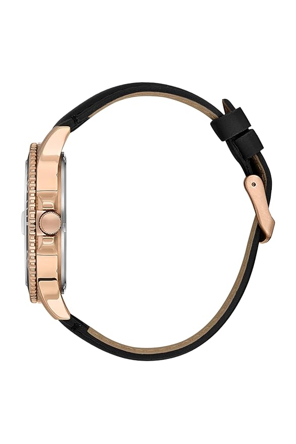 Daniel Klein Premium Date Window Black Dial And Genuine Leather Strap Rose Gold Watch - DK.1.13905-4