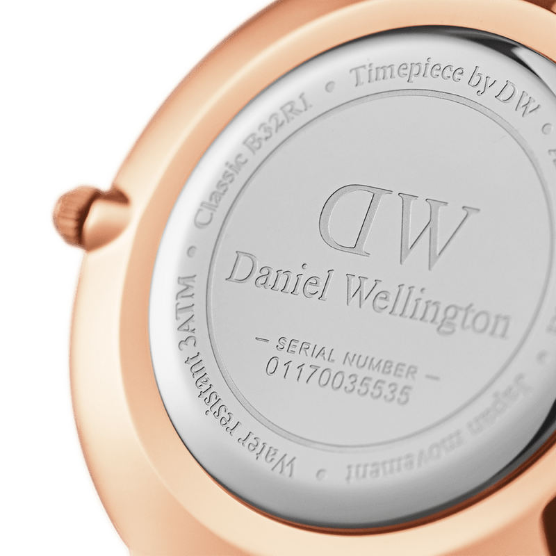 Daniel Wellington Petite York 32mm Watch - Eggshell White Dial, Rose Gold Case, Dark Brown Leather Strap - DW00100232