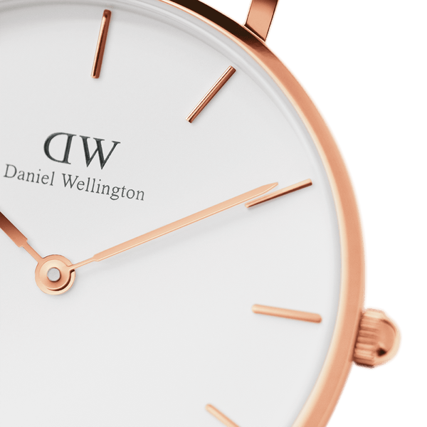 Daniel Wellington Petite York 32mm Watch - Eggshell White Dial, Rose Gold Case, Dark Brown Leather Strap - DW00100232