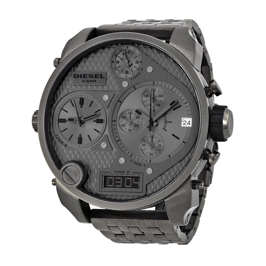 Diesel Badass Oversized Gray Dial Gunmetal PVD Men's Watch DZ7247