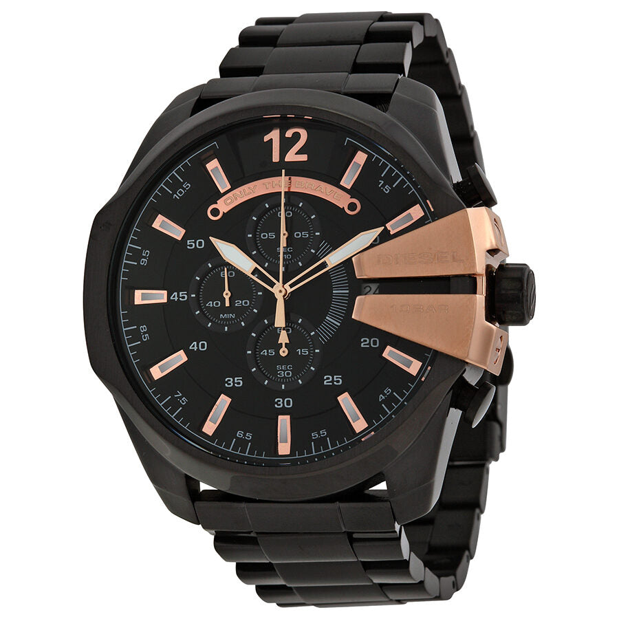 Diesel Chief Reloj cronógrafo para hombre, esfera negra, acero inoxidable, DZ4309