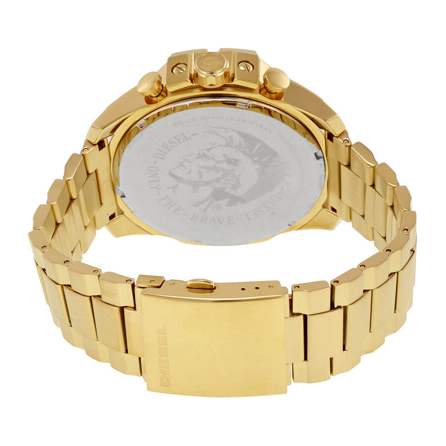 Diesel Mega Chief Chronograph gold watch caseback with engraved branding