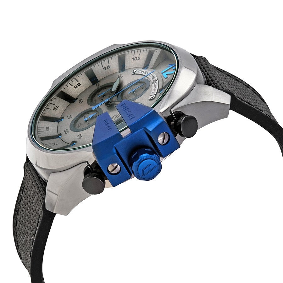 Diesel Mega Chief Grey Dial Grey Fabric Strap Chrono Watch DZ4500