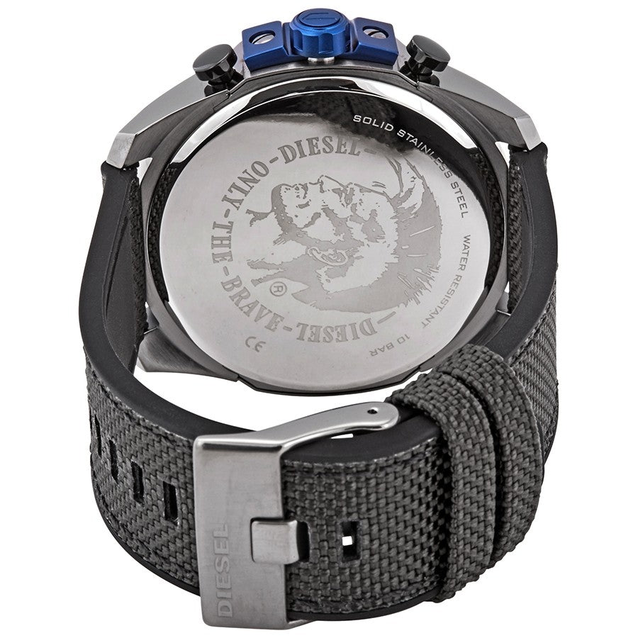Diesel Mega Chief Grey Dial Grey Fabric Strap Chrono Watch DZ4500