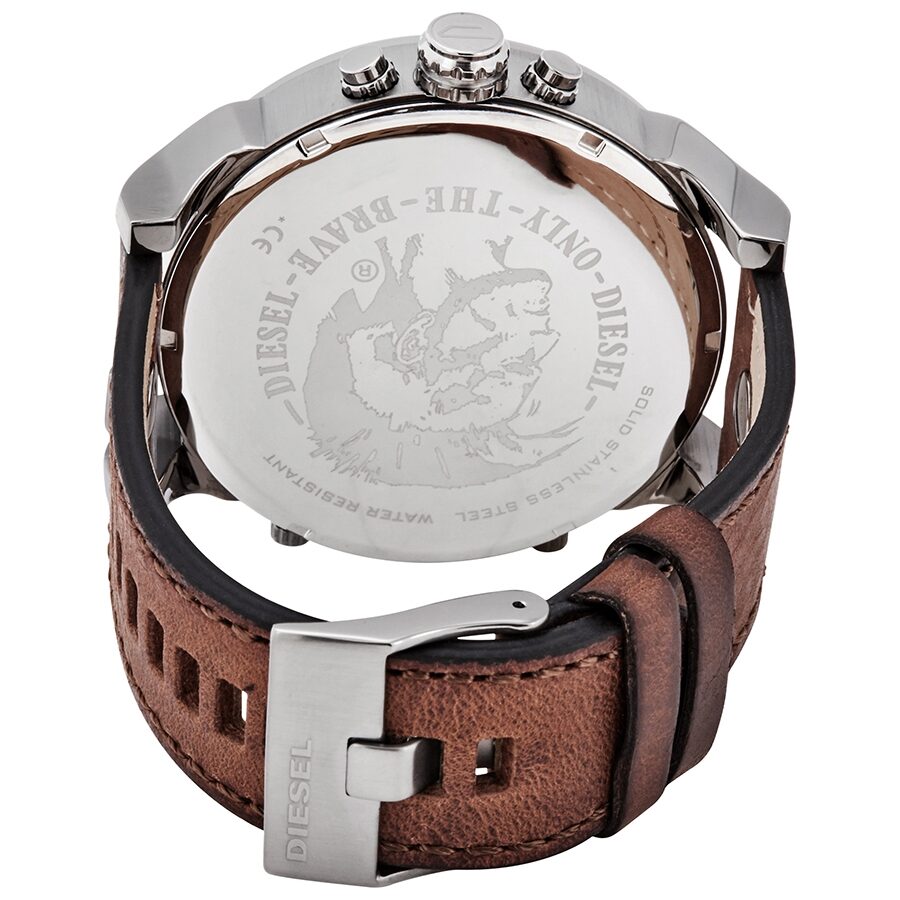 Diesel Mr. Daddy 2.0 caseback showing Diesel branding and watch details