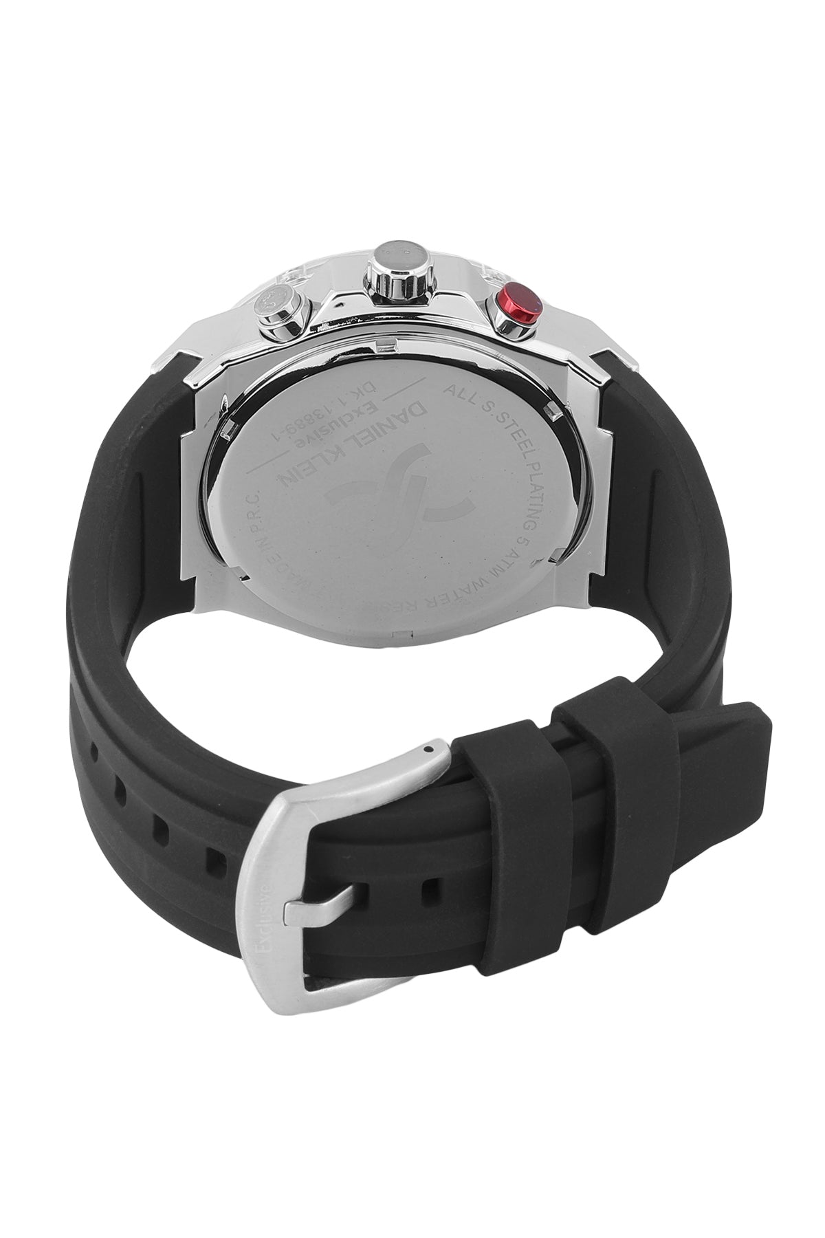 Daniel Klein Exclusive Grey Dial Black Silicone Strap Silver Watch - DK.1.13889-1
