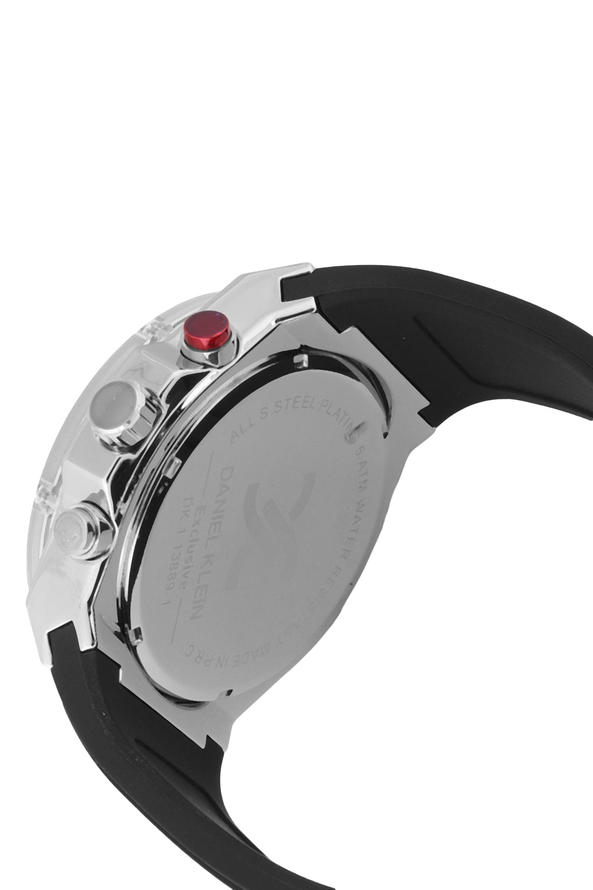 Daniel Klein Exclusive Grey Dial Black Silicone Strap Silver Watch - DK.1.13889-1