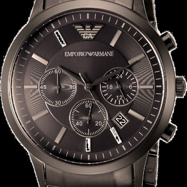 Watc Steel of Emporio Men\'s Watches Chronograph Gunmetal Armani Classic – America Stainless