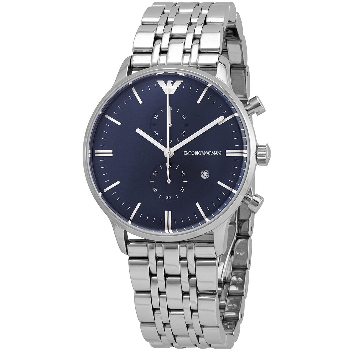 Emporio Armani Reloj cronógrafo de cuarzo con esfera azul oscuro para hombre AR1648