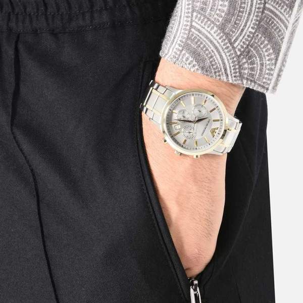 Emporio Armani Reloj cronógrafo de cuarzo con esfera gris para hombre AR11077