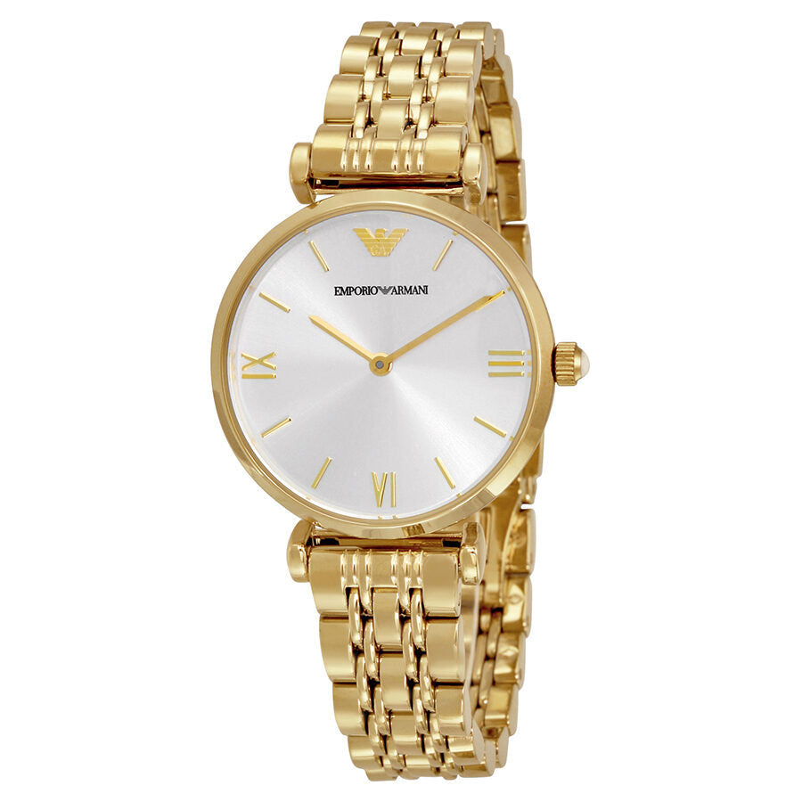 Emporio Armani Classic Silver Dial Gold-tone Ladies Watch AR1877