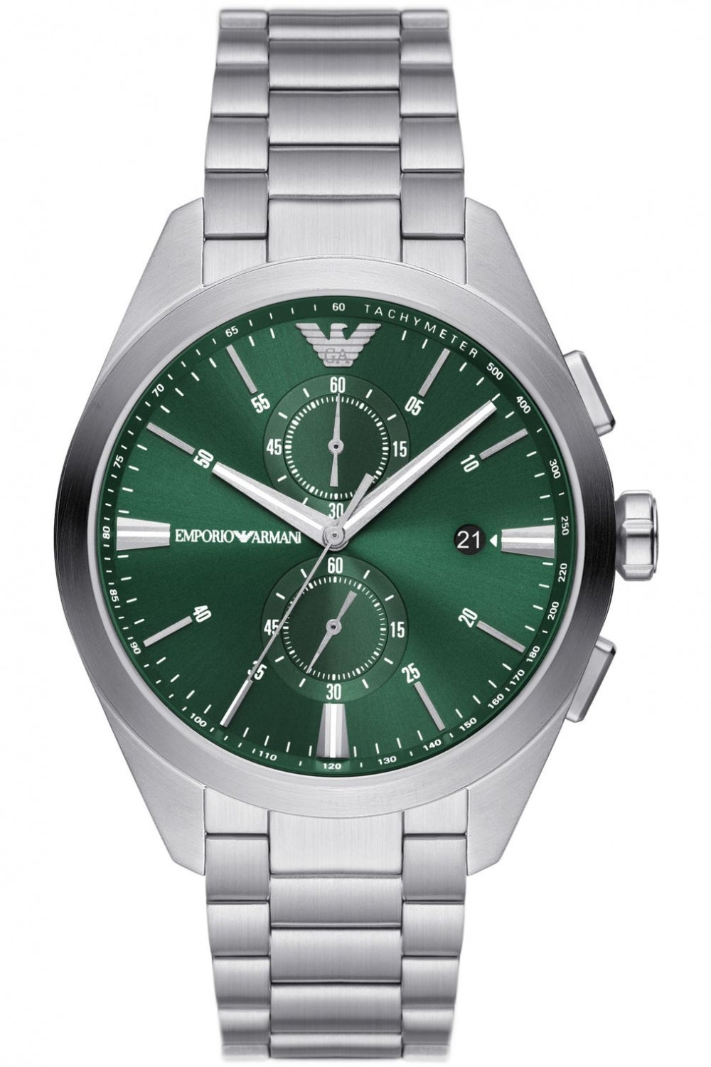 Emporio Armani Silver Chronograph Green Dial Men's Watch AR11480