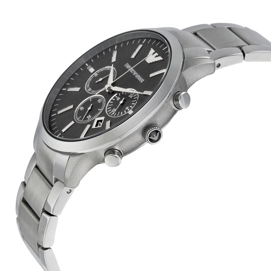 Buy Emporio Armani Sportivo Chronograph Black Dial Steel Men's