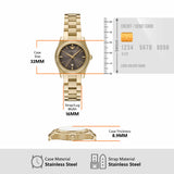 ساعة إمبوريو أرماني بثلاث عقارب، مينا بني ذهبي اللون، مصنوعة من الفولاذ المقاوم للصدأ، موديل AR11700