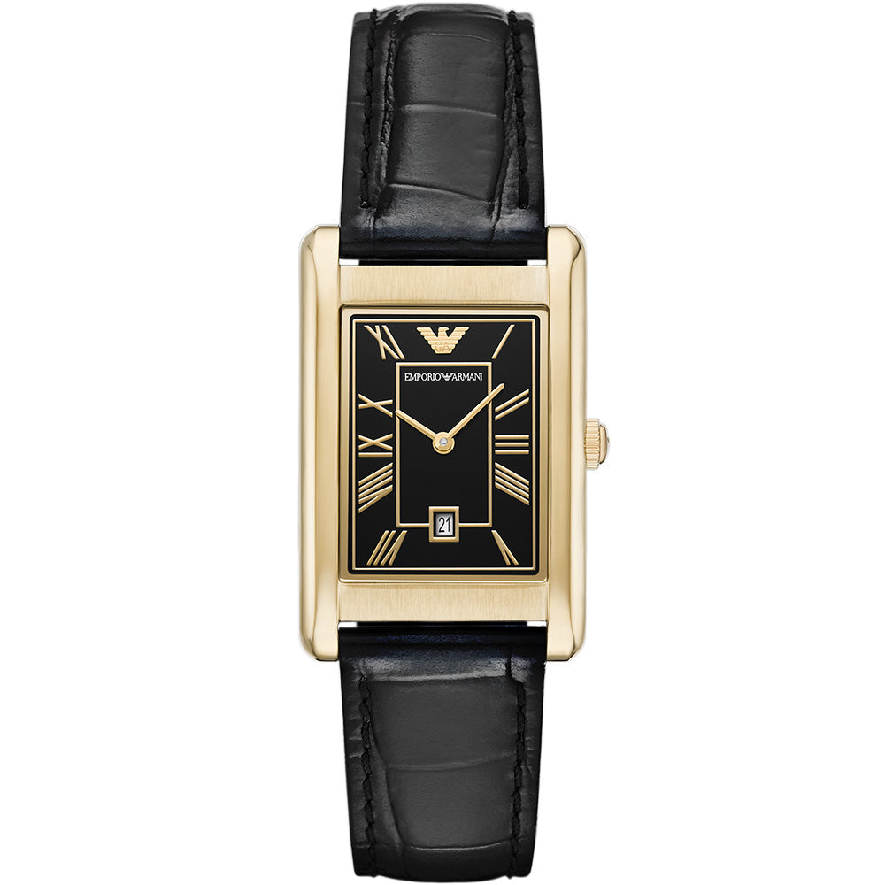 Emporio Armani Two-Hand Date Black Leather Gino Watch AR11666