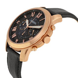 ساعة فوسيل جرانت كرونوغراف بمينا رمادي وسوار جلدي أسود للرجال FS5085